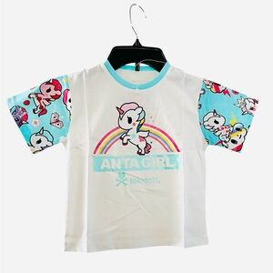 Tokidoki x Anta White & Blue Unicorno Graphic Print Kids T-Shirt